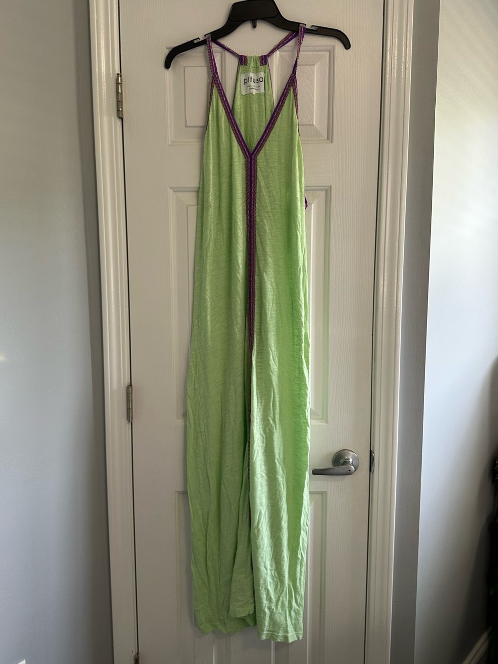 Pitusa Lime Green Maxi Dress Peruvian Pima Cotton Cover Up Standard
